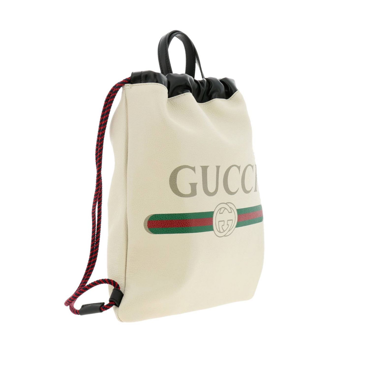 Gucci Zaino White Cripto Logo Drawstring Backpack