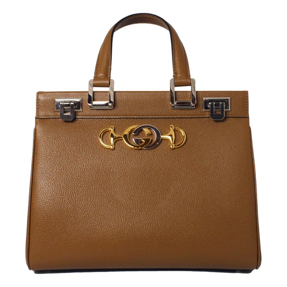 Gucci Zumi Small GG Horsebit Top Handle Bag Brown