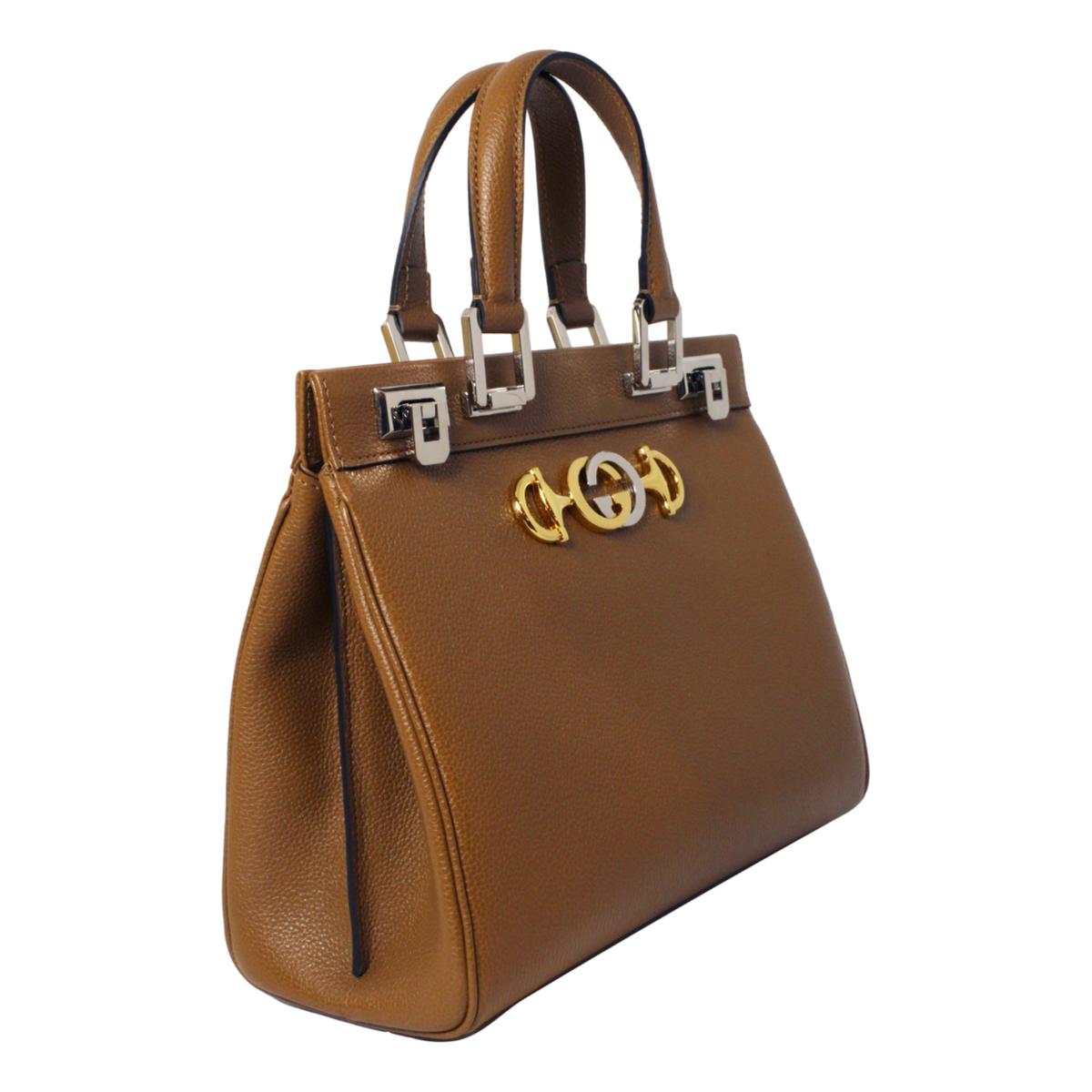 Gucci Zumi Small GG Horsebit Top Handle Bag Brown