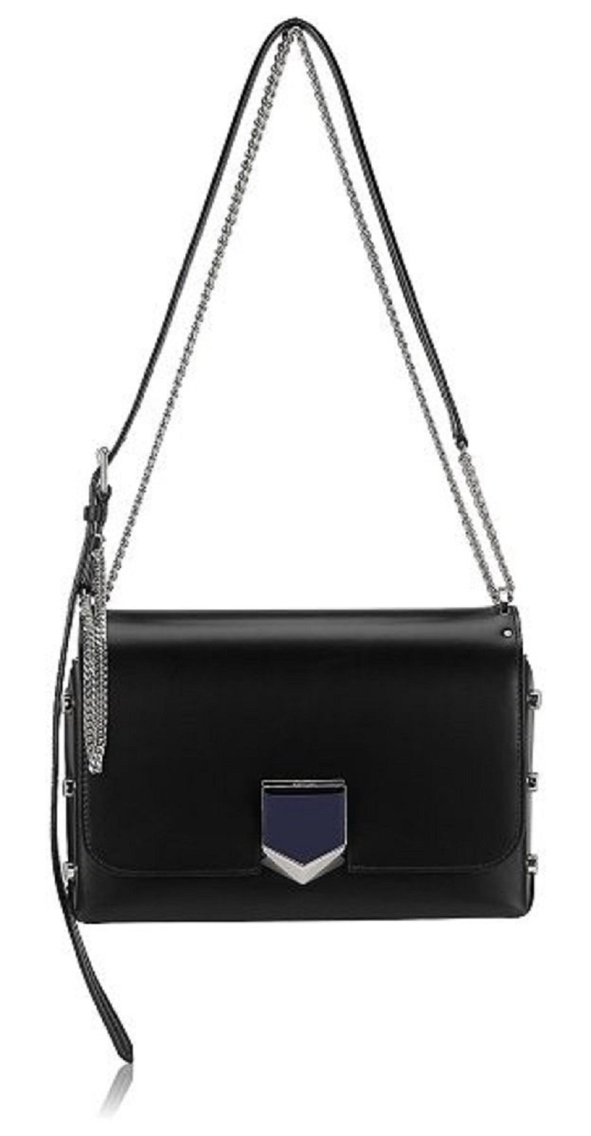 Jimmy Choo Black Chrome Lockett City Leather Cross Body Bag