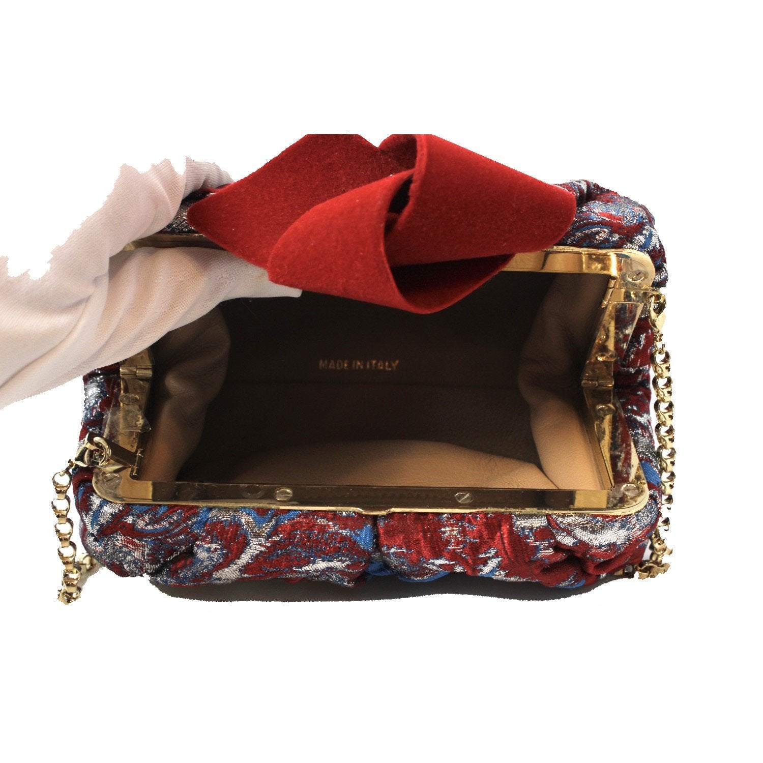 Jimmy Choo Cara Floral Brocade Flocked Knot Closure Clutch