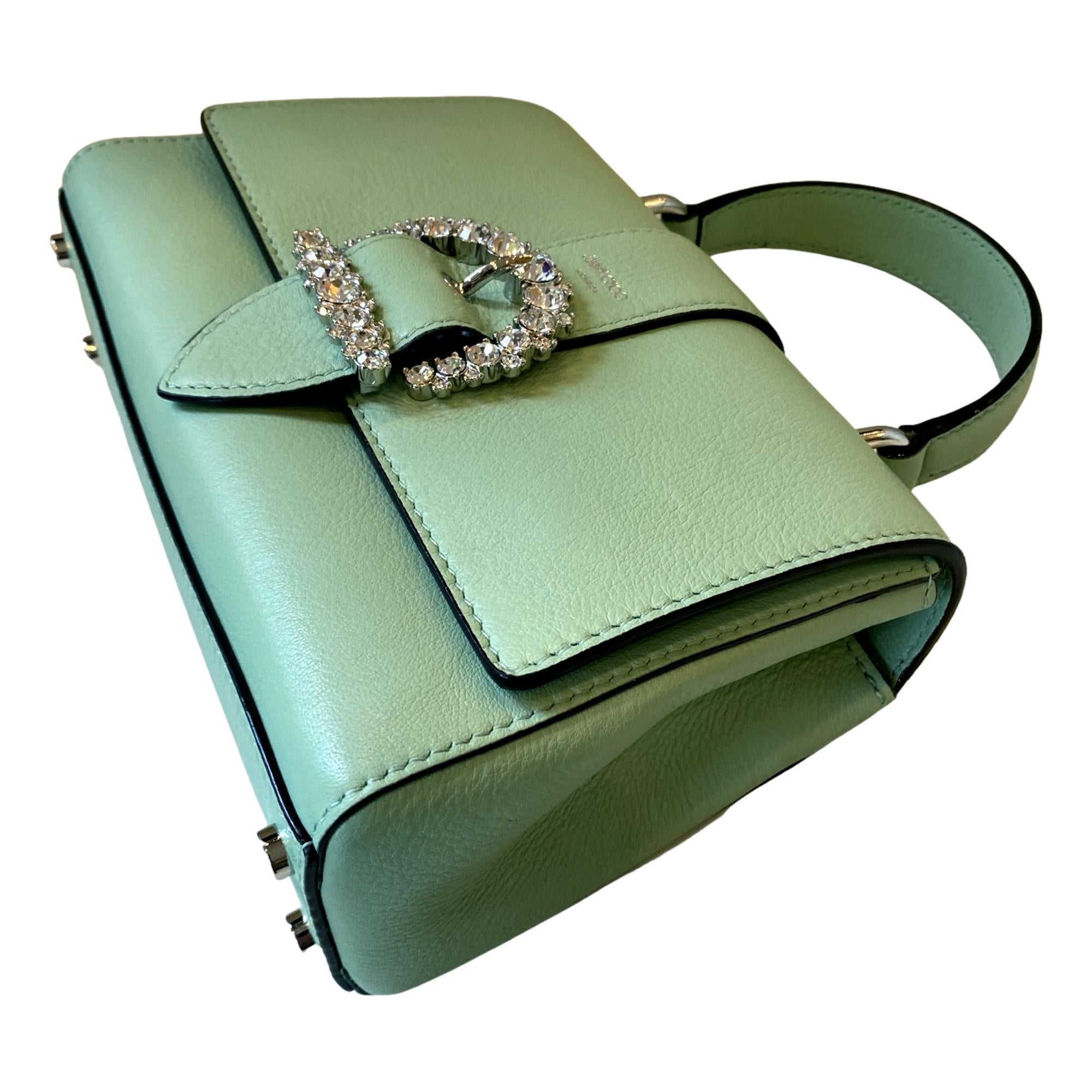 Jimmy Choo Cheri Mint Green Leather Top Handle Bag