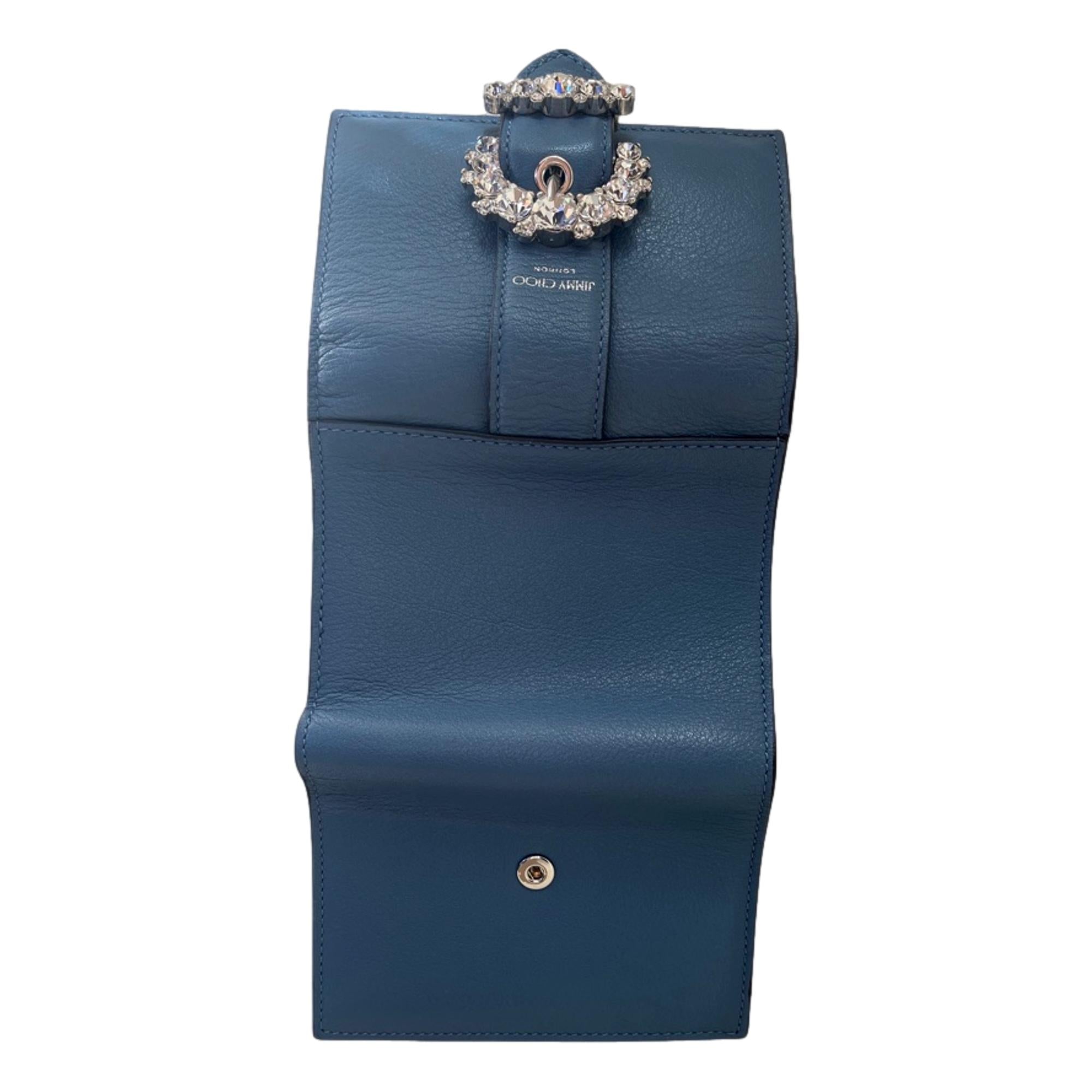 Jimmy Choo Cheri Parrot Blue Small Leather Card Case