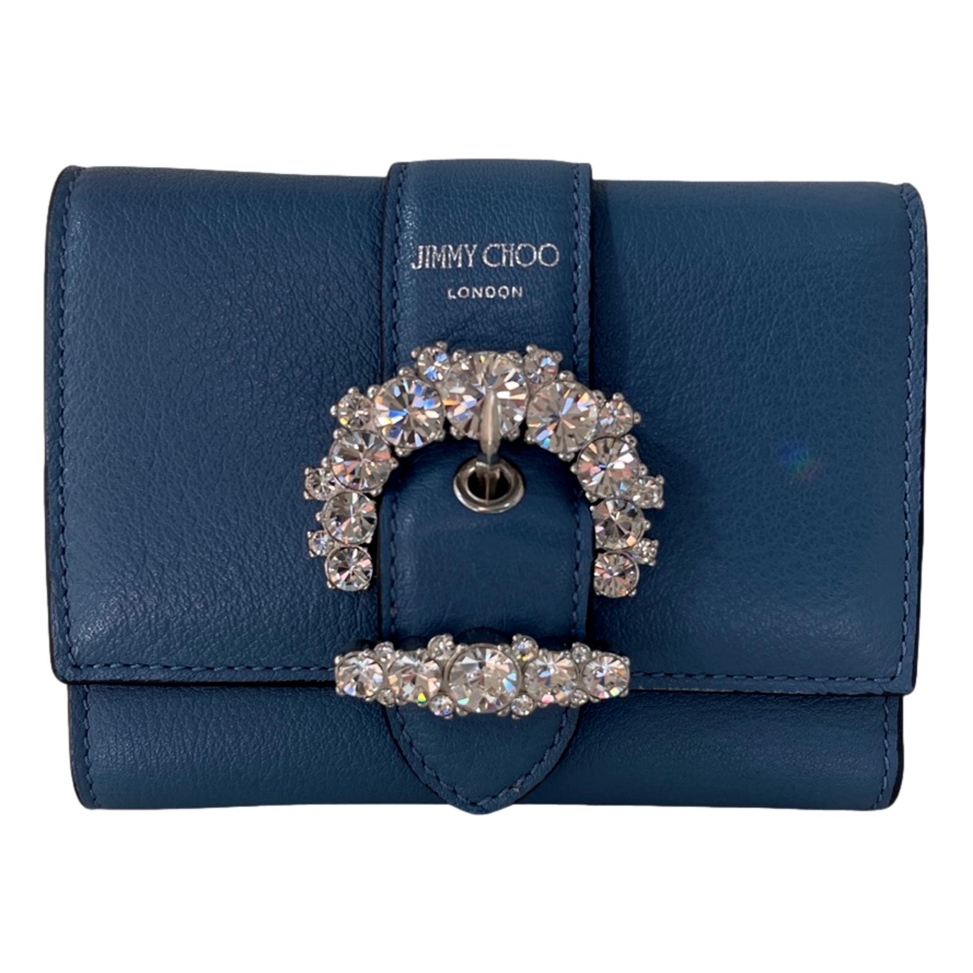 Jimmy Choo Cheri Parrot Blue Small Leather Card Case