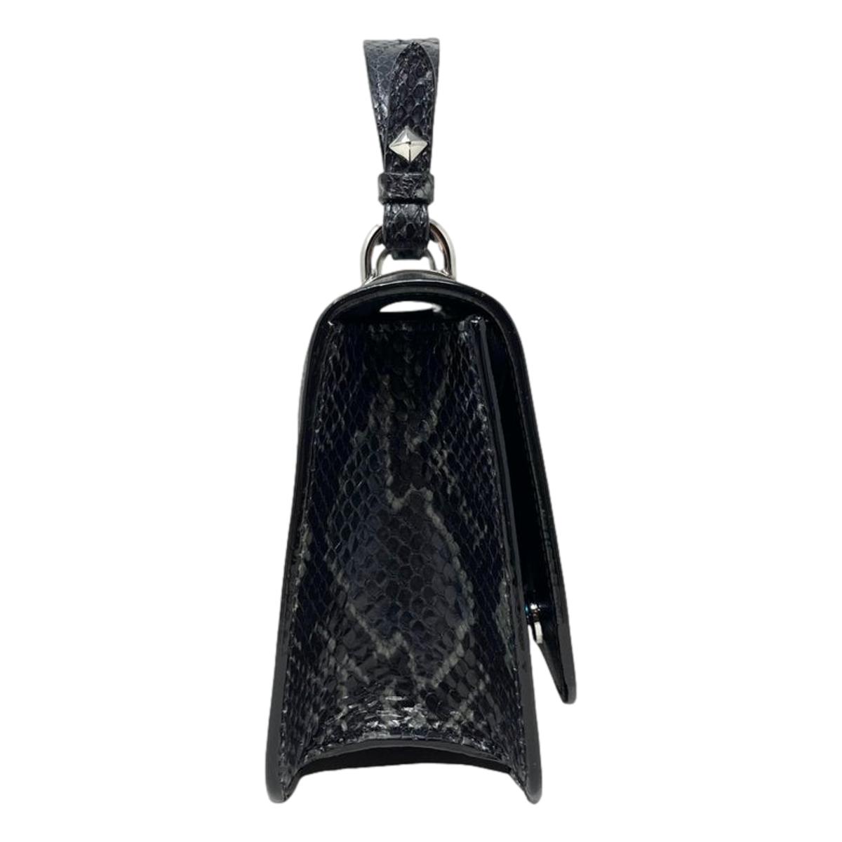 Jimmy Choo JC Anthracite Grain Snake Print Leather Top Handle Bag