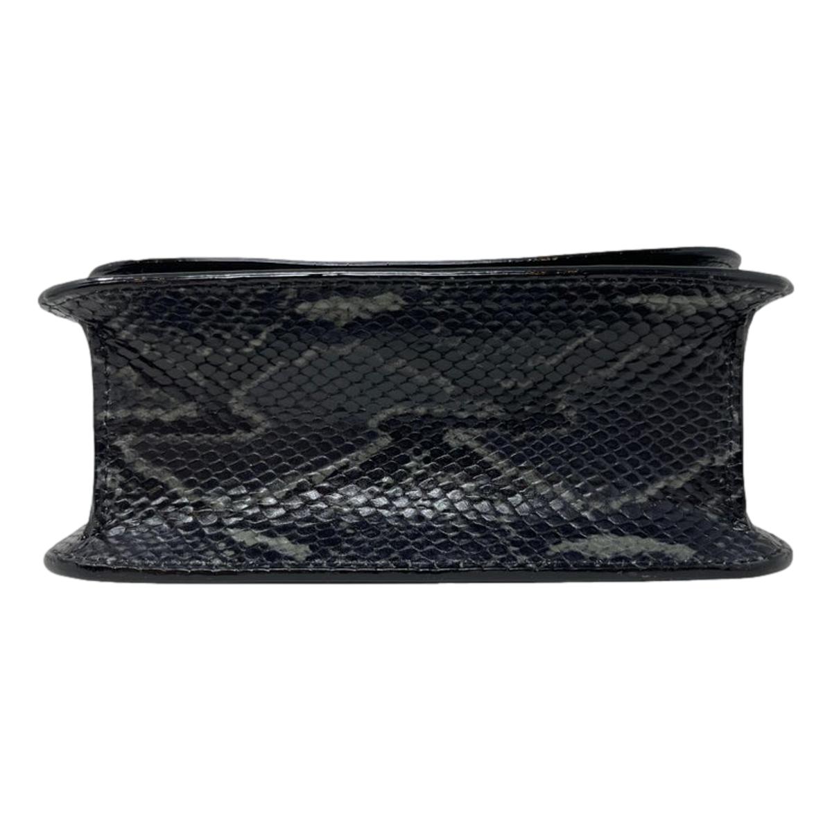 Jimmy Choo JC Anthracite Grain Snake Print Leather Top Handle Bag