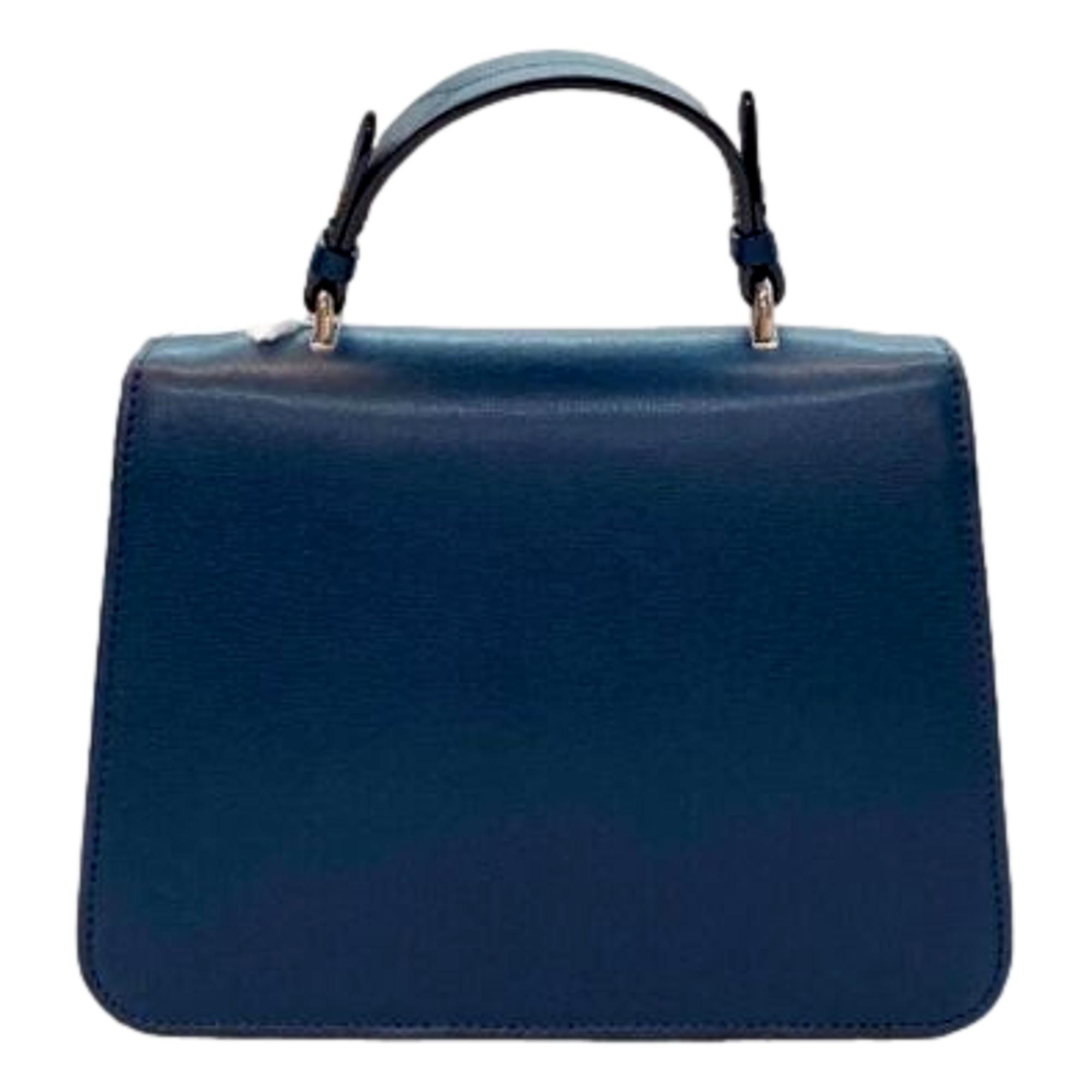 JImmy Choo Martina Dark Blue Leather Top Handle Bag