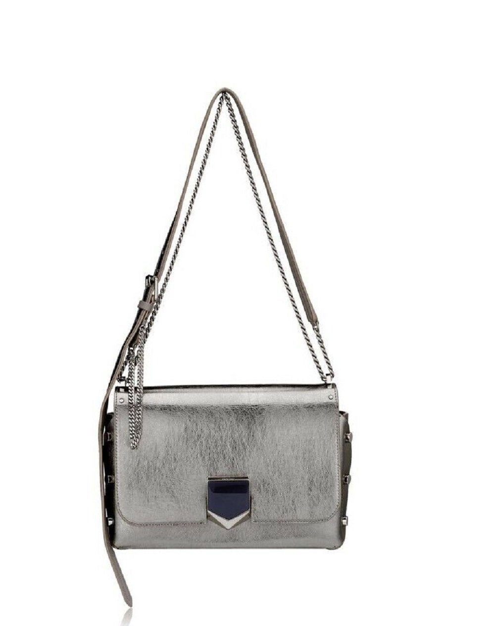 Jimmy Choo Metallic Silver Lockett Crossbody Shoulder Bag