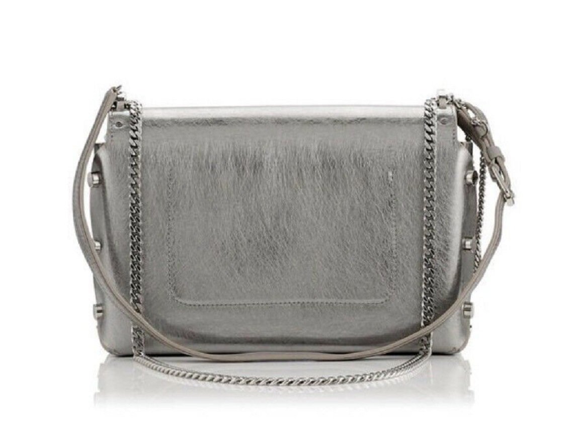 Jimmy Choo Metallic Silver Lockett Crossbody Shoulder Bag