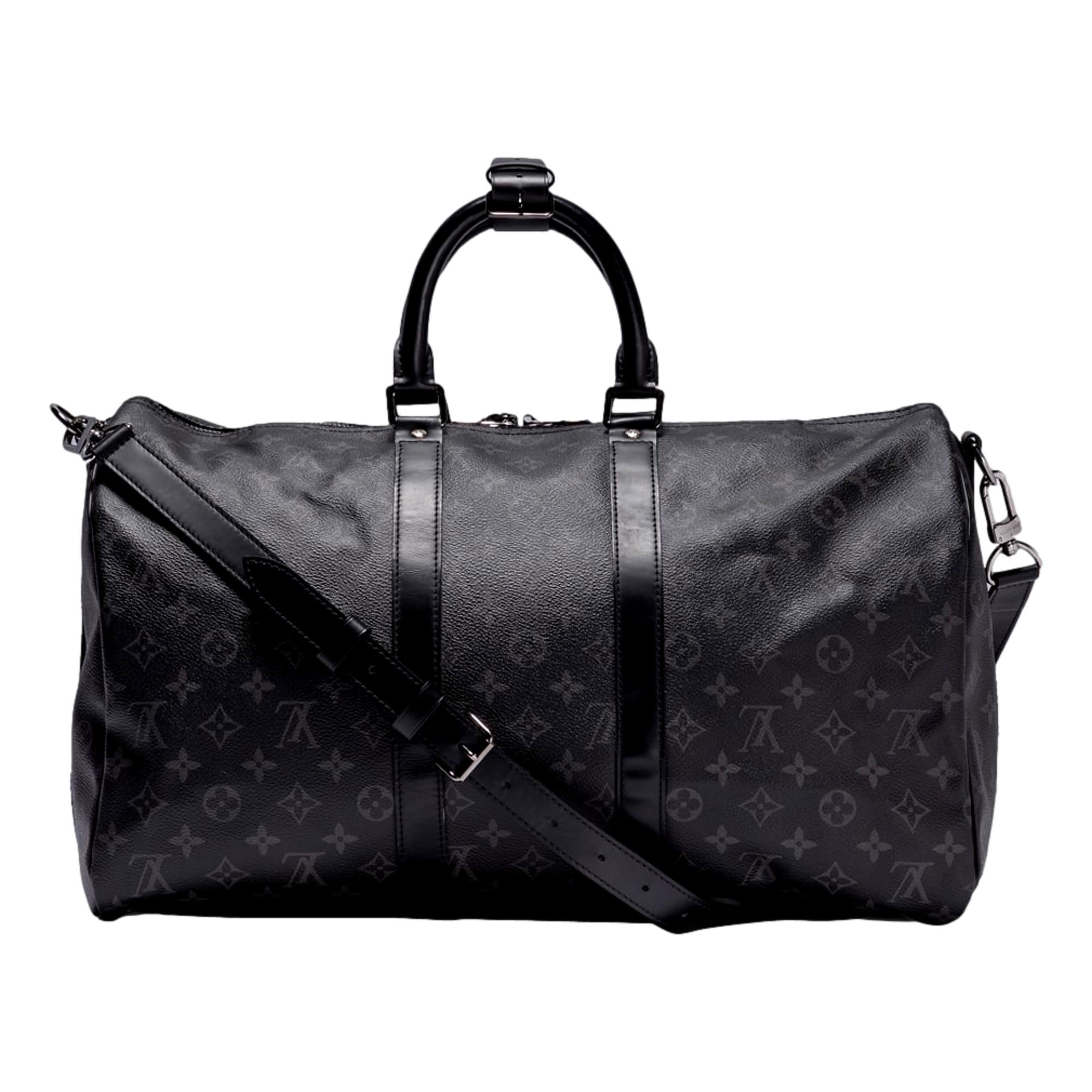 Louis Vuitton Keepall Bandouliere 55 Black Monogram Duffel