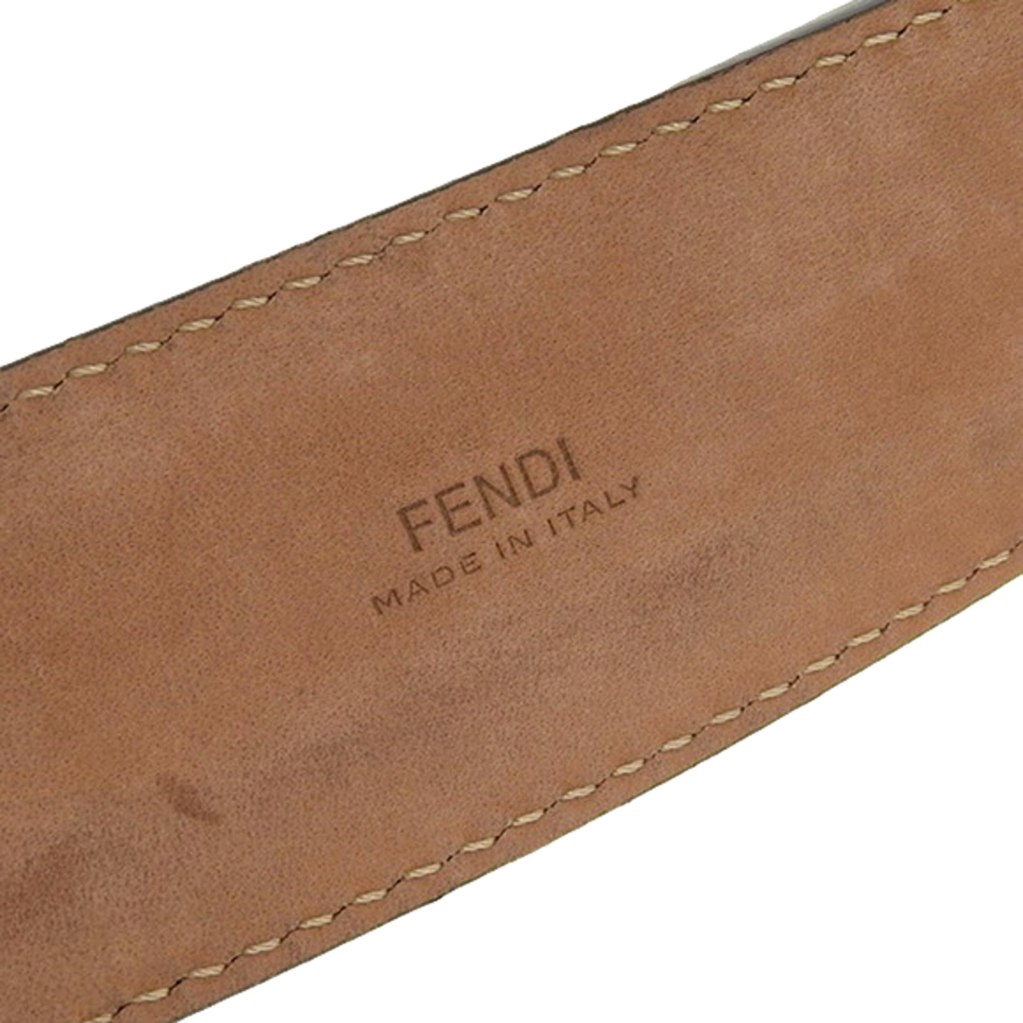 Men's Fendi FF Metal Buckle Dark Brown Grain Calf Leather Belt Size