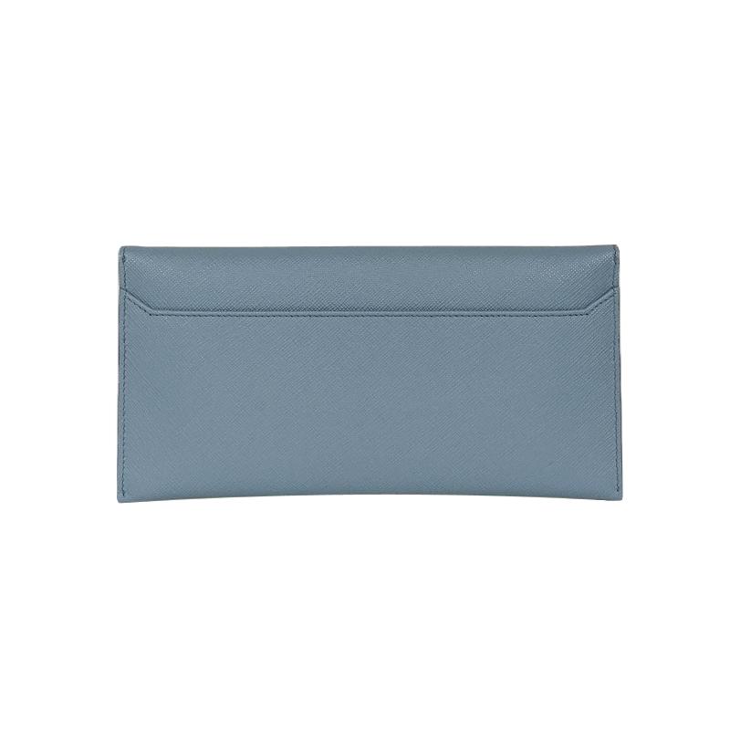 Prada Astrale Blue Saffiano Leather Envelope Document Holder Wallet