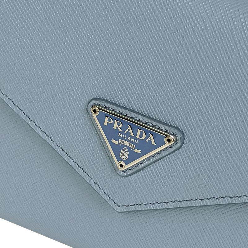 Prada Astrale Blue Saffiano Leather Envelope Document Holder Wallet