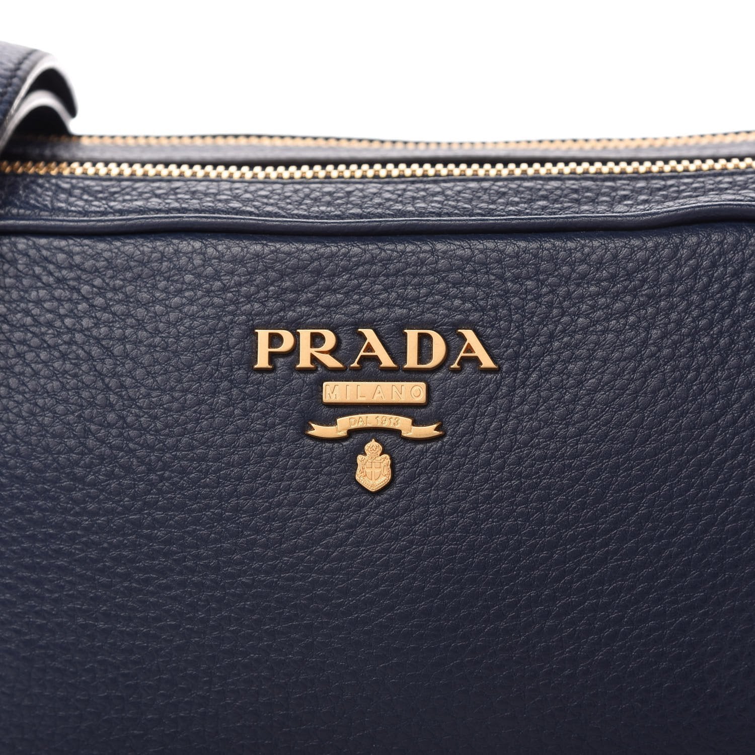 Prada Baltico Blue Vitello Phenix Leather Double Zip Crossbody Bag