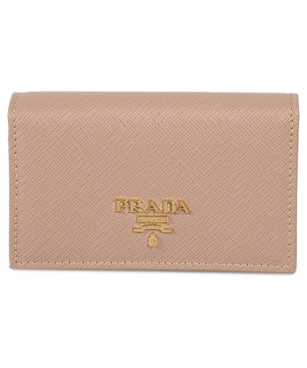 Prada Cammeo Beige Saffiano Leather Credit Card Holder Wallet