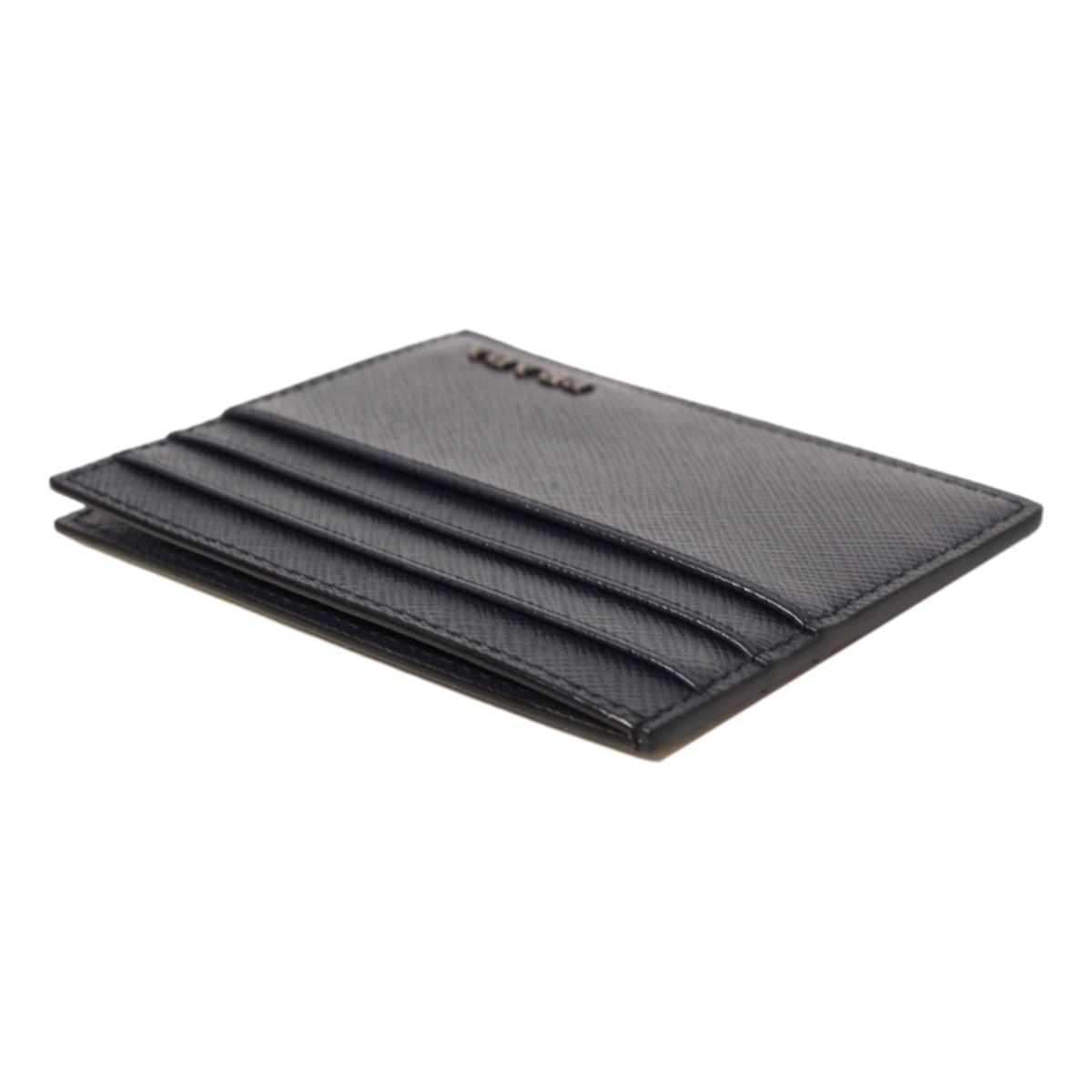 Prada Black and Blue Saffiano Men's Leather Wallet Card Holder