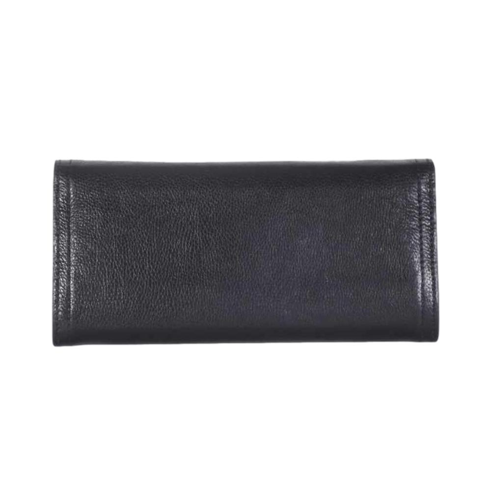 Prada Black Glace Calfskin Leather Snap Long Wallet