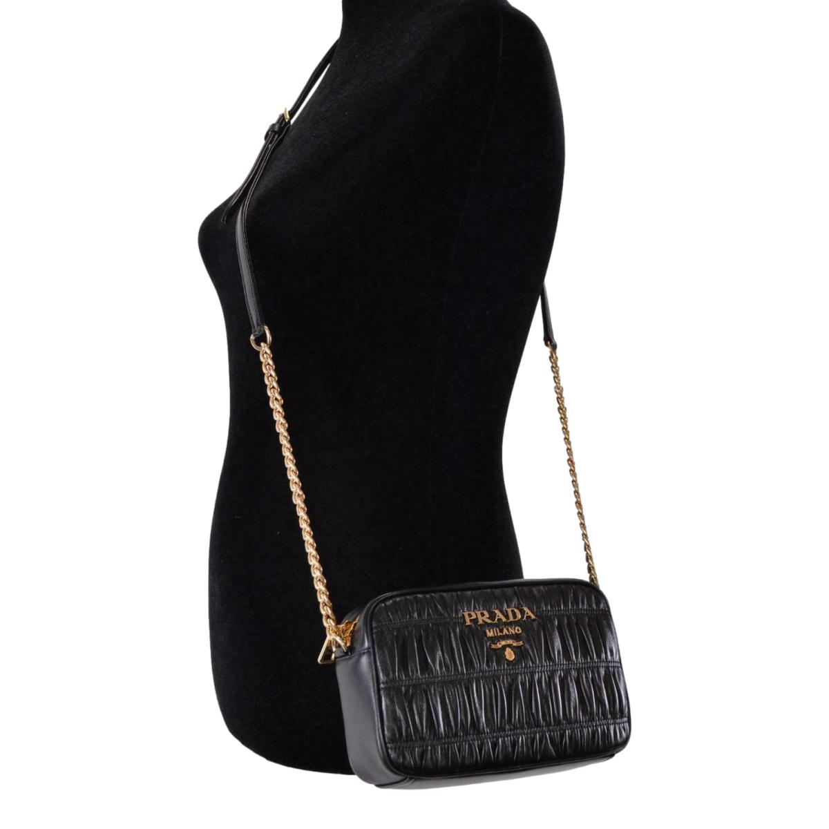 Prada Black Gaufre Leather Small Crossbody Bag