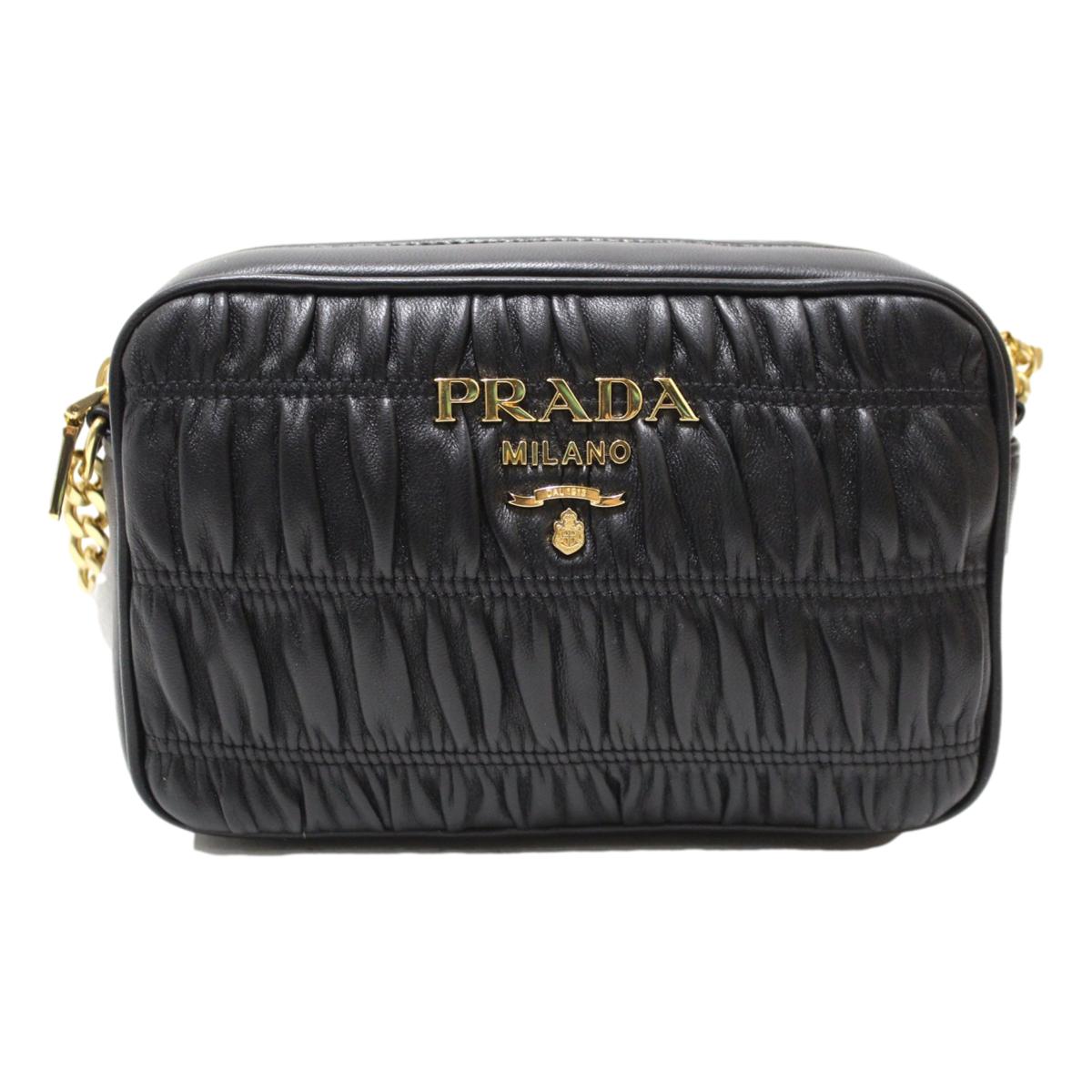 Prada Black Gaufre Leather Small Crossbody Bag