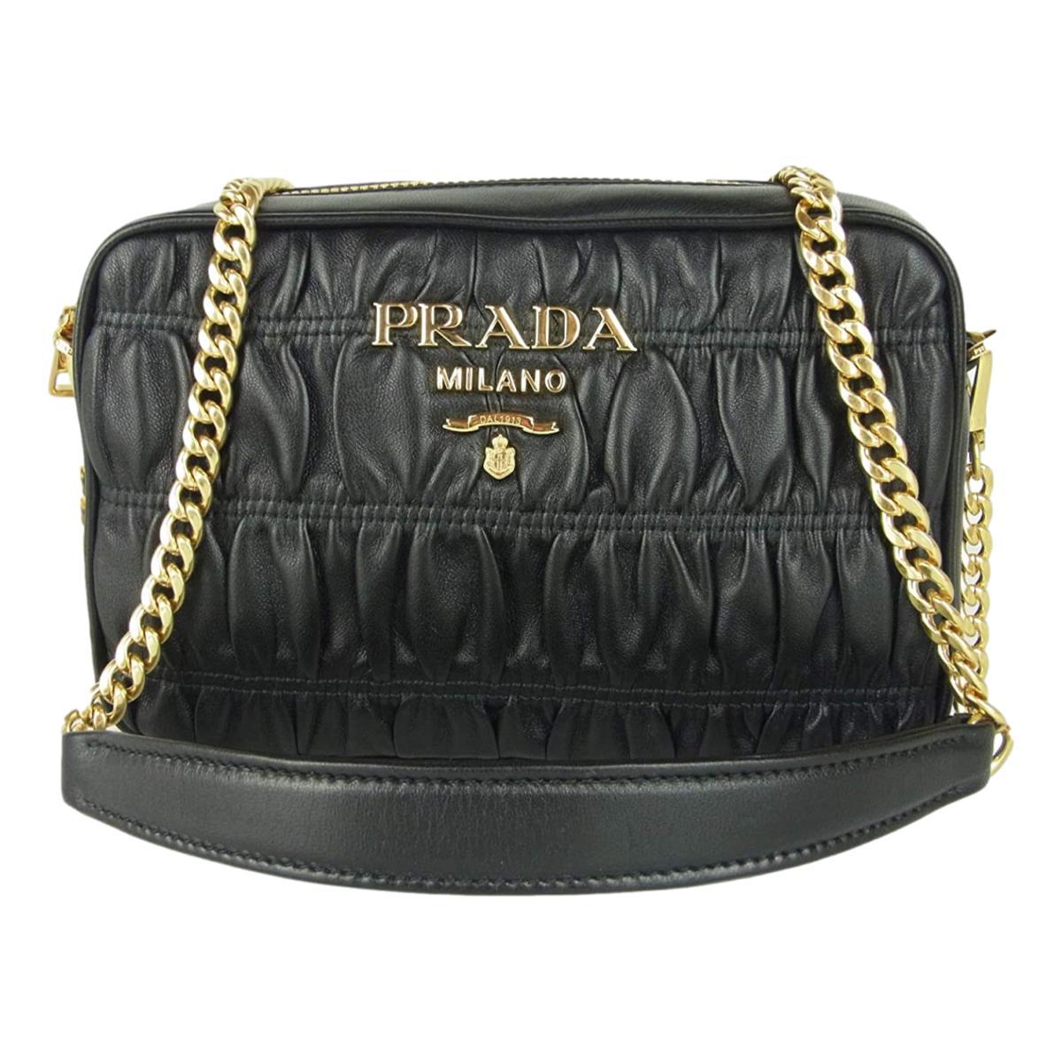 Prada Black Gaufre Leather Small Crossbody Bag