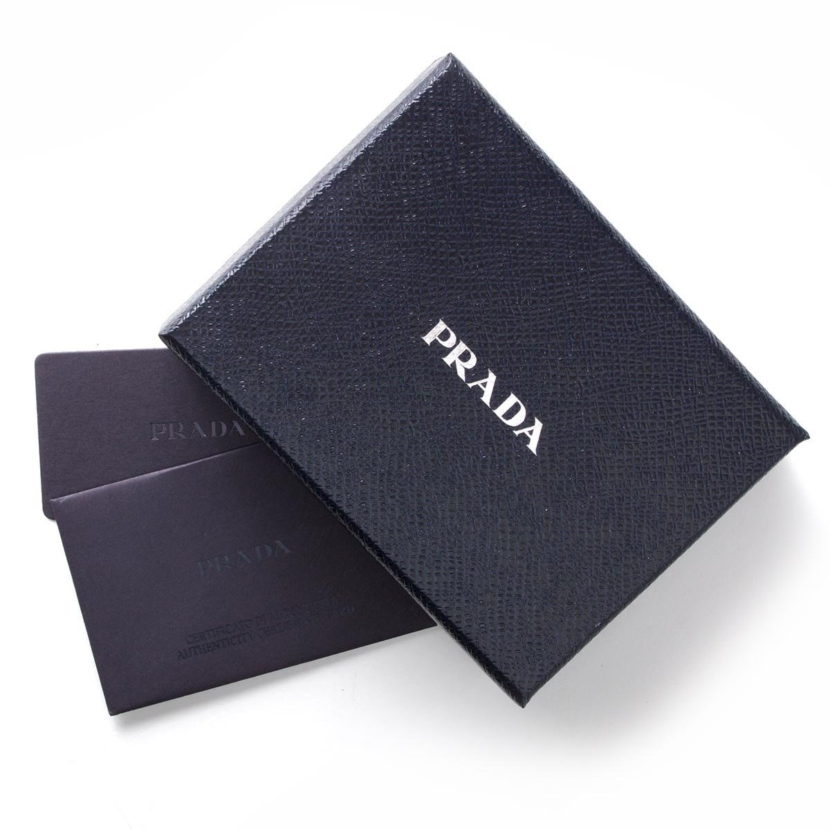 Prada Black Saffiano Leather Argento Silver Stripe Bifold Wallet