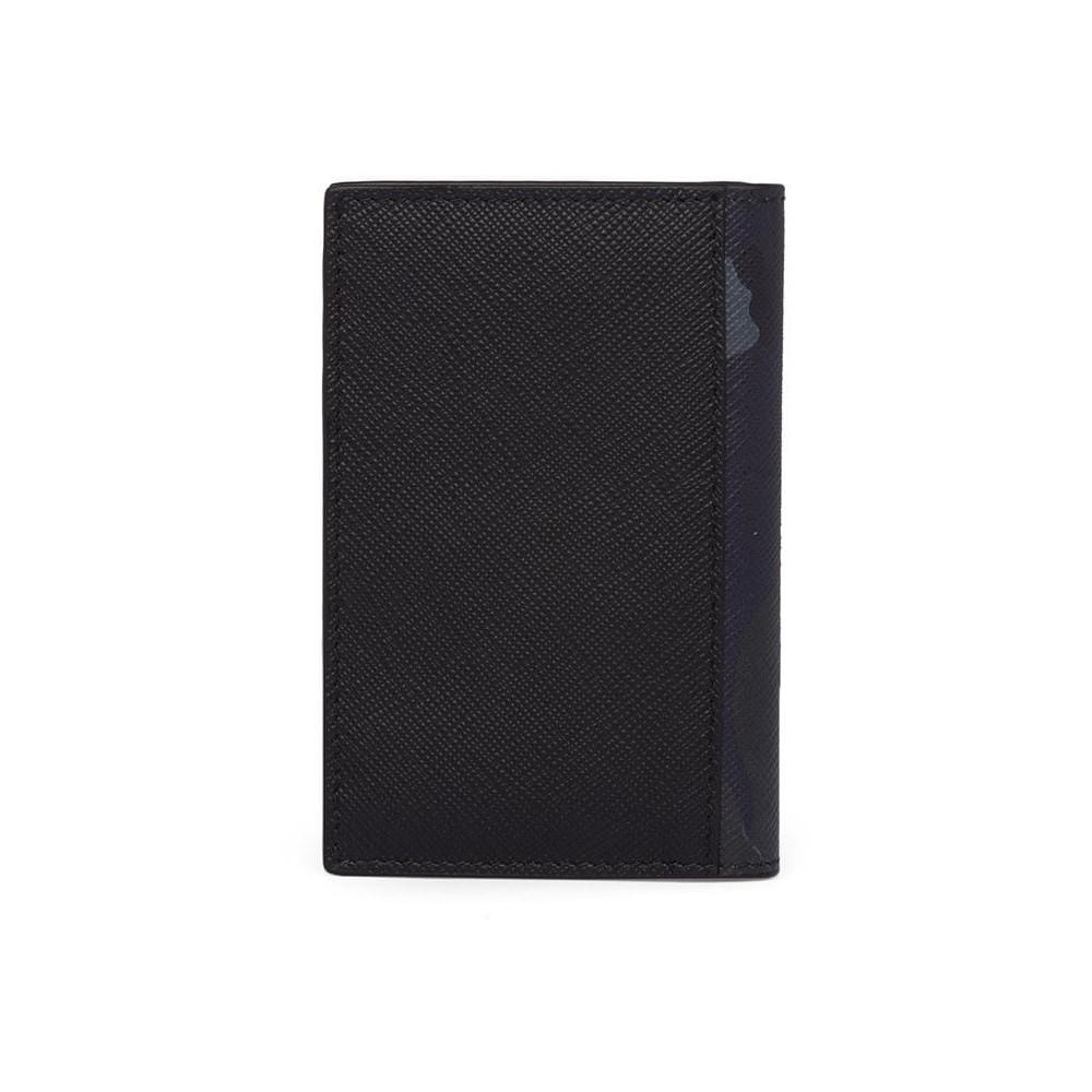 Prada Black Saffiano Leather Camouflage Print Vertical Card Holder