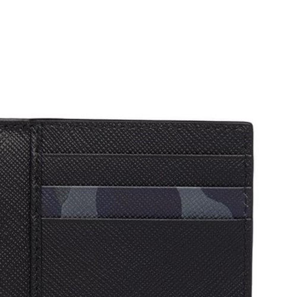 Prada Black Saffiano Leather Camouflage Print Vertical Card Holder