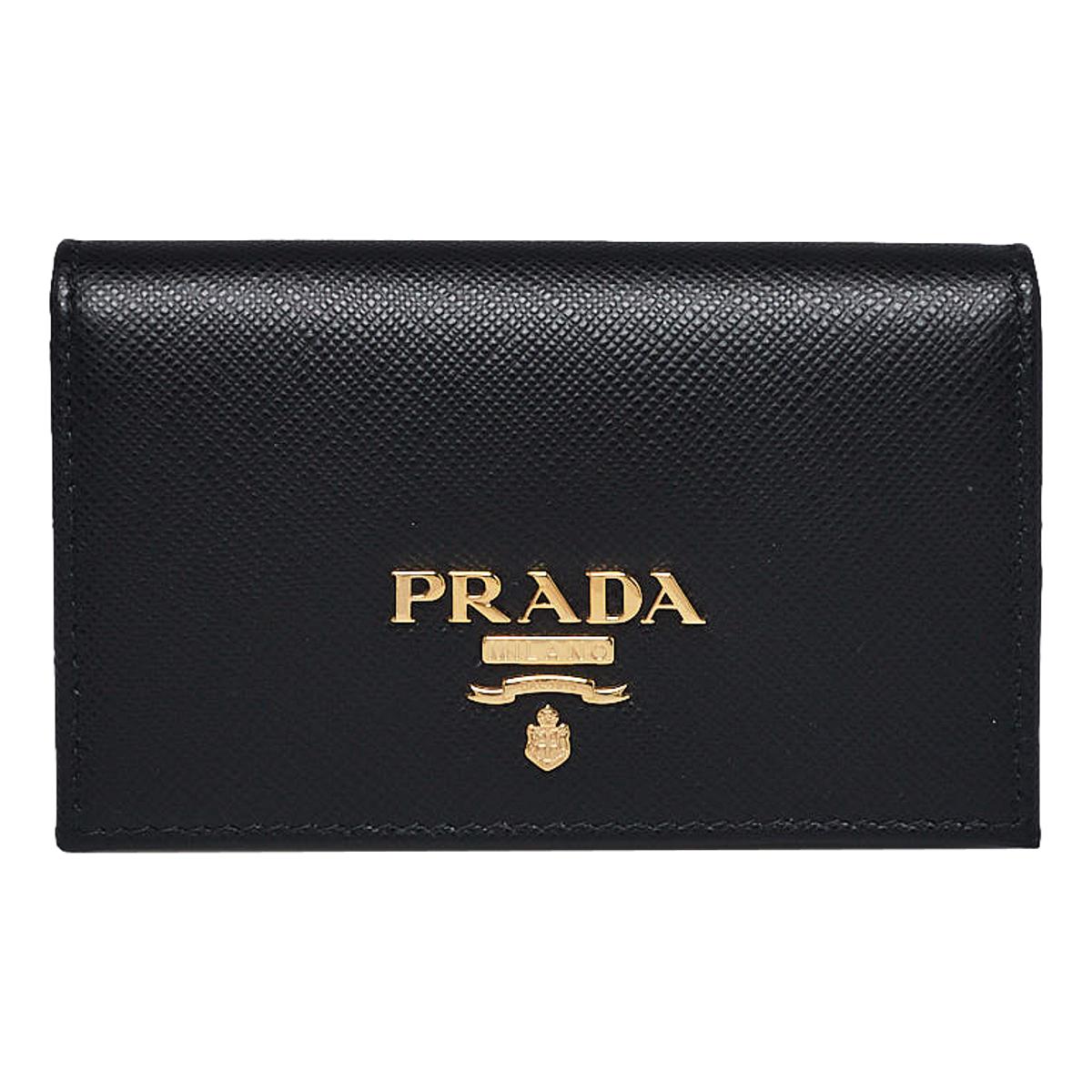 Prada Black Saffiano Leather Credit Card Case Wallet