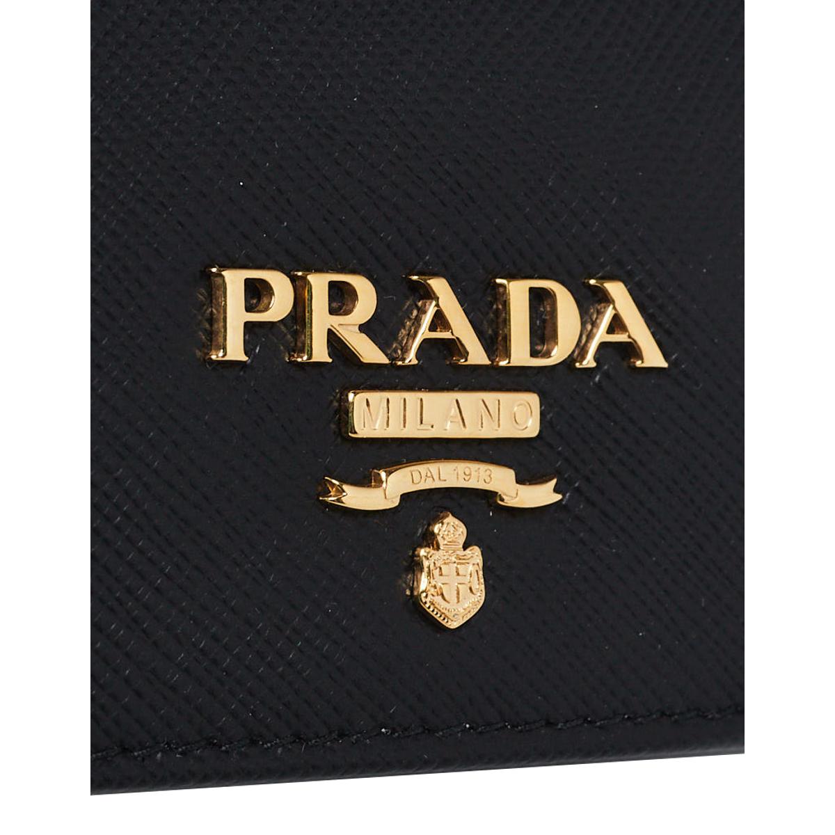 Prada Black Saffiano Leather Credit Card Case Wallet