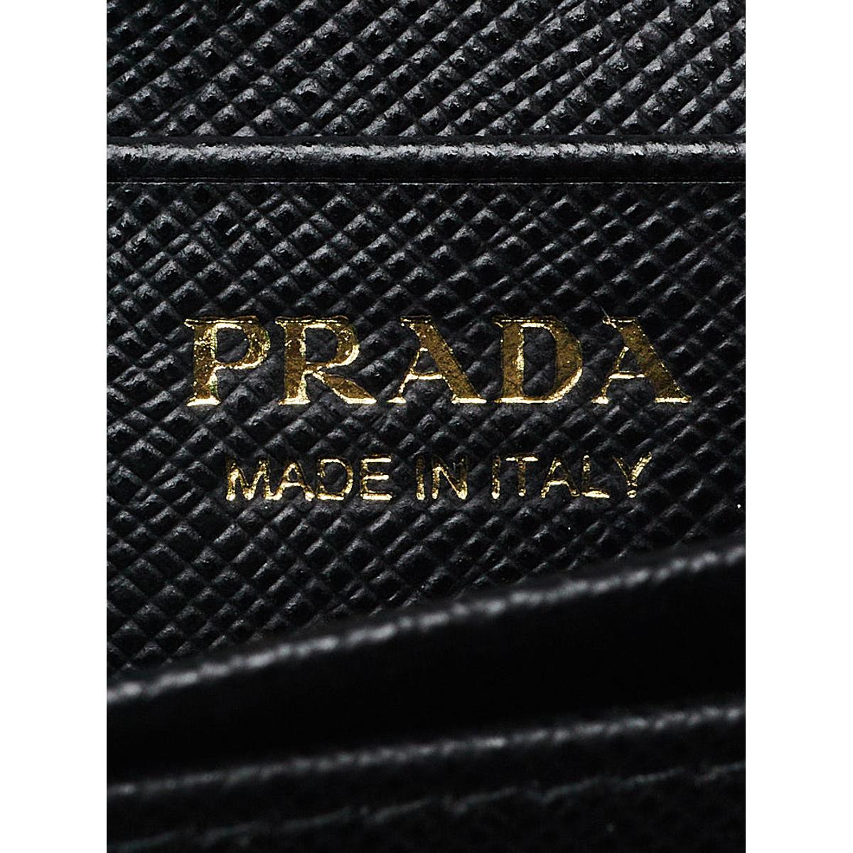 Prada Black Saffiano Leather Credit Card Case Wallet