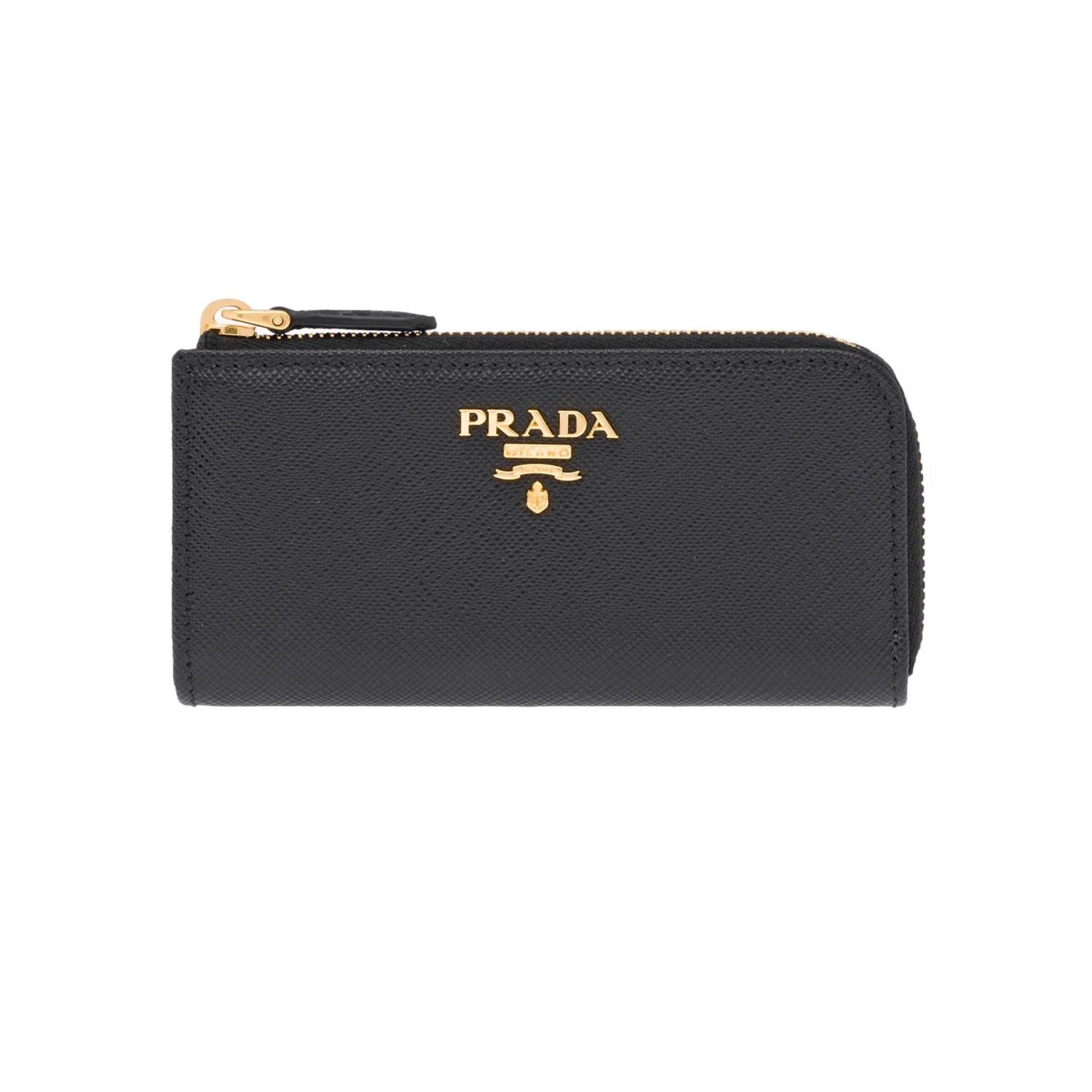 Prada Black Saffiano Leather Key Holder Pouch Wallet