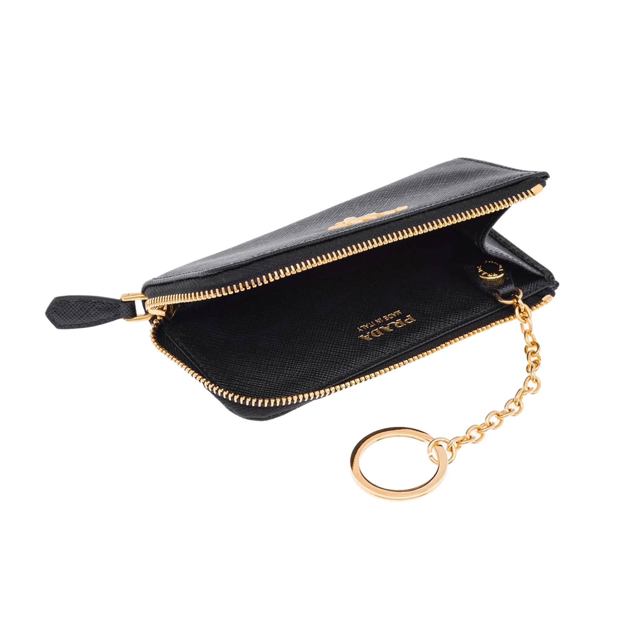 Prada Black Saffiano Leather Key Holder Pouch Wallet