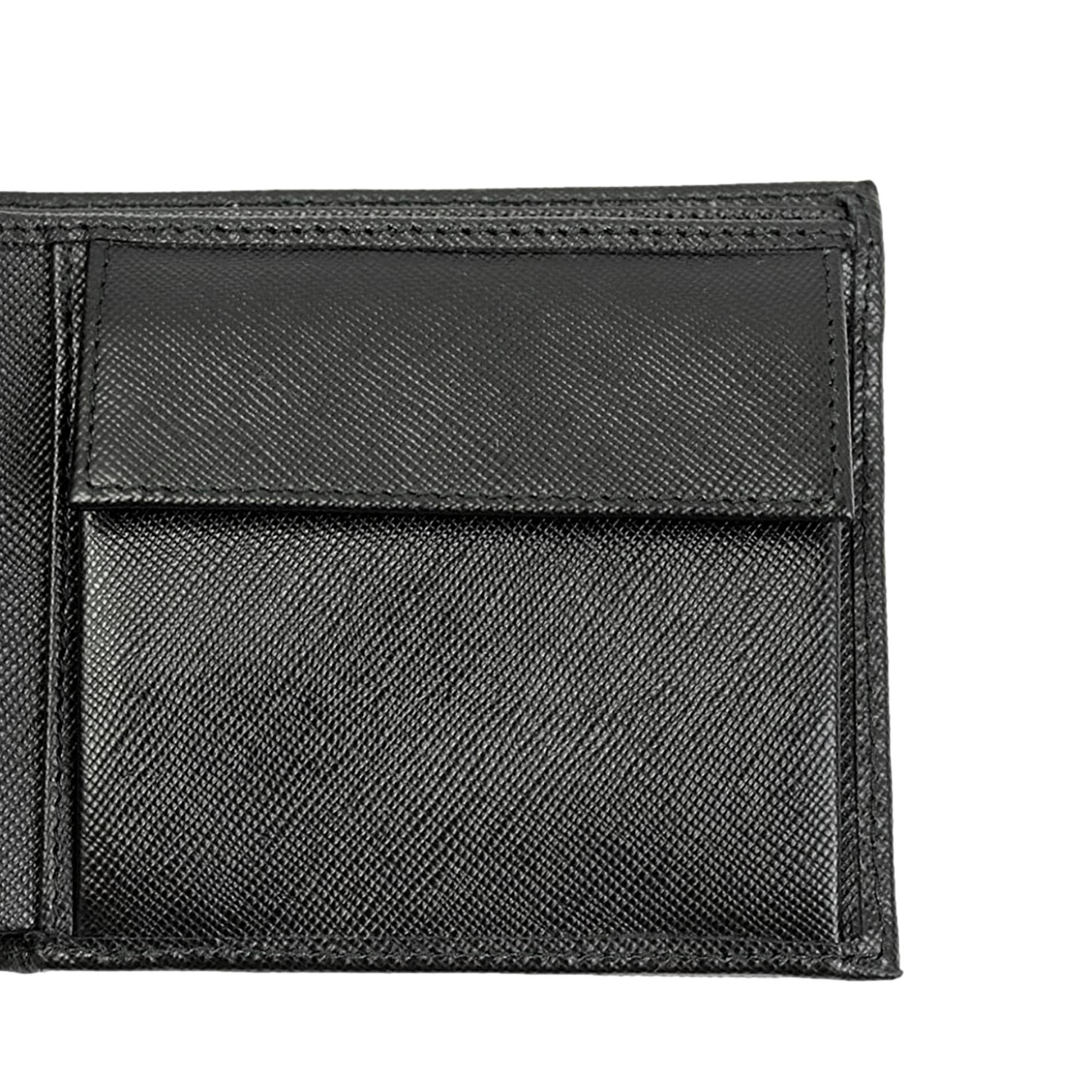 Prada Black Saffiano Leather Logo Plaque Bifold Wallet