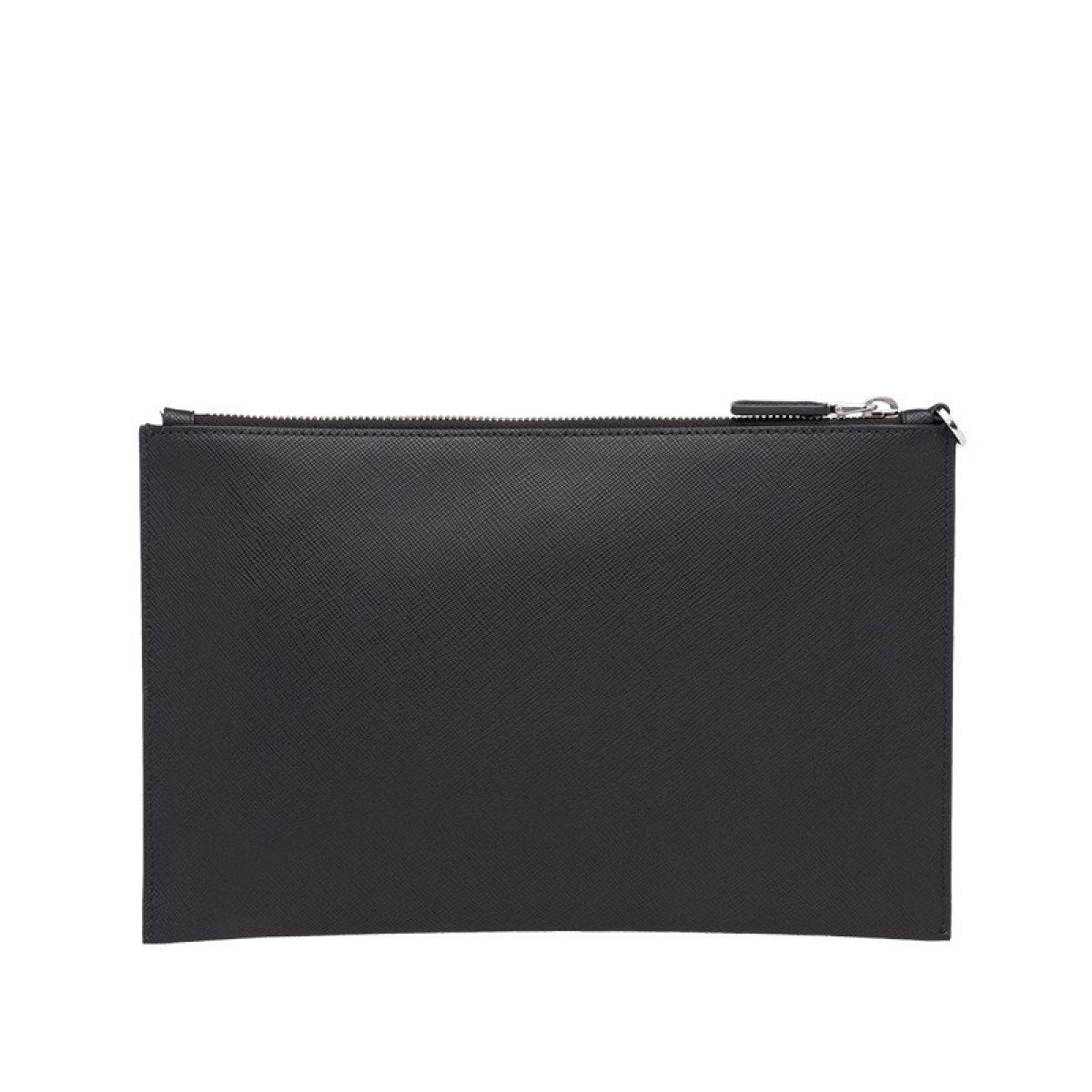 Prada Black Saffiano Voyage Leather Clutch Document Holder