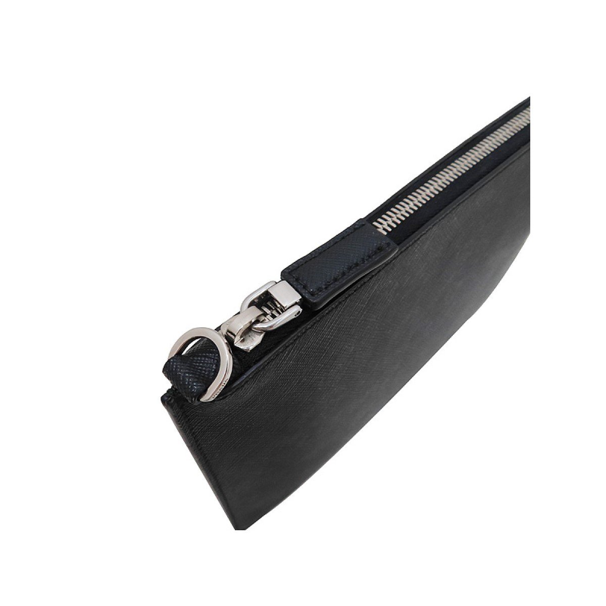 Prada Black Saffiano Voyage Leather Clutch Document Holder