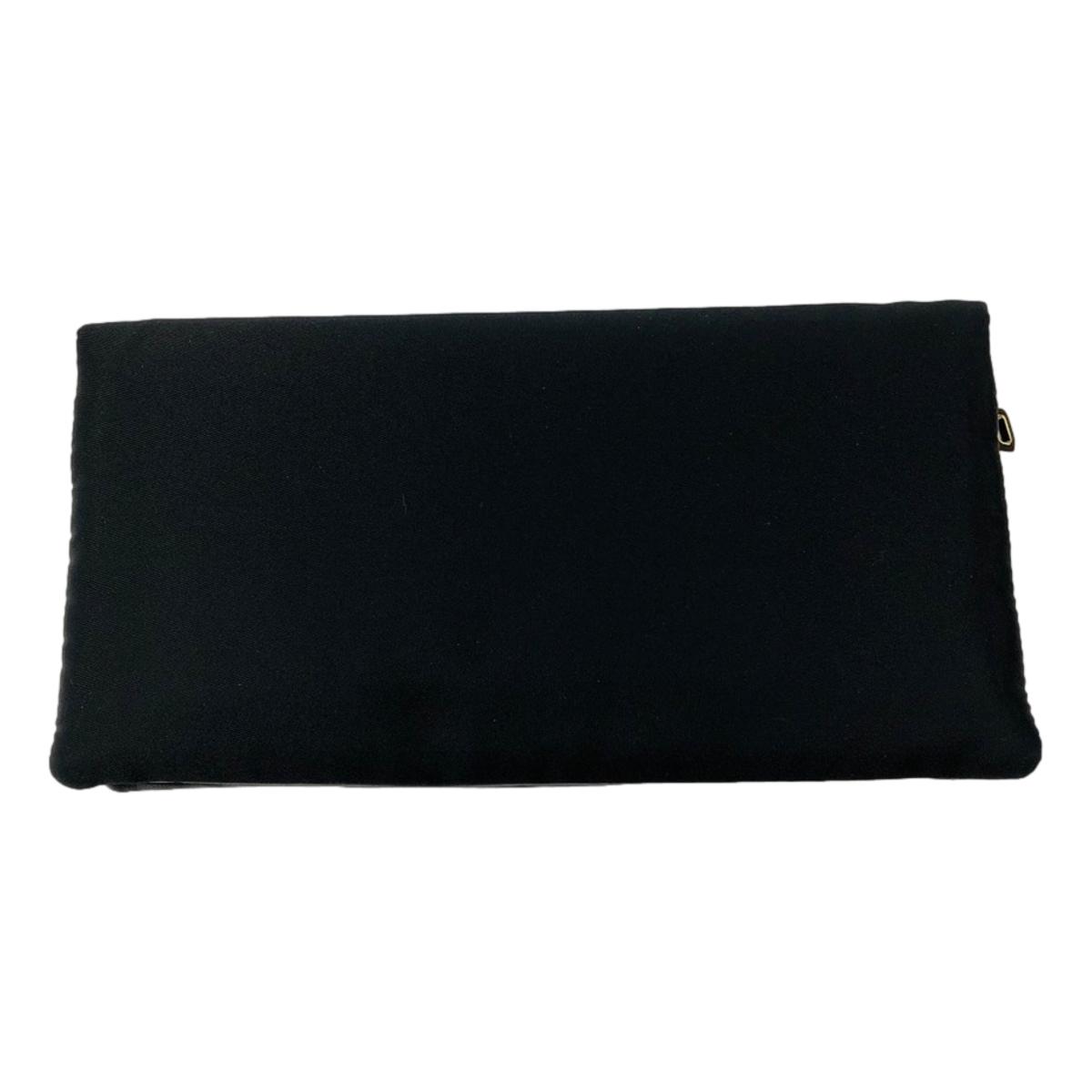 Prada Black Tessuto Nylon Calfskin Leather Wallet Clutch Bag