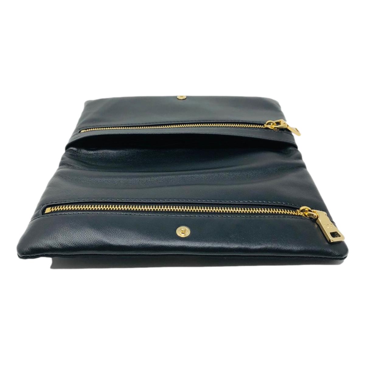 Prada Black Tessuto Nylon Calfskin Leather Wallet Clutch Bag