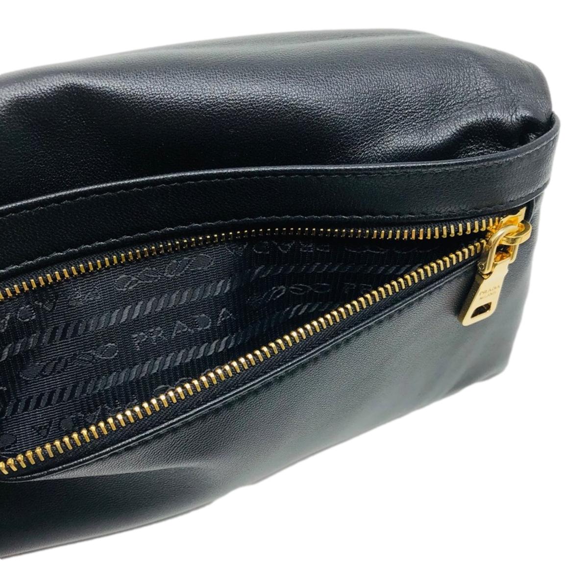 Prada Black Tessuto Nylon Calfskin Leather Wallet Clutch Bag