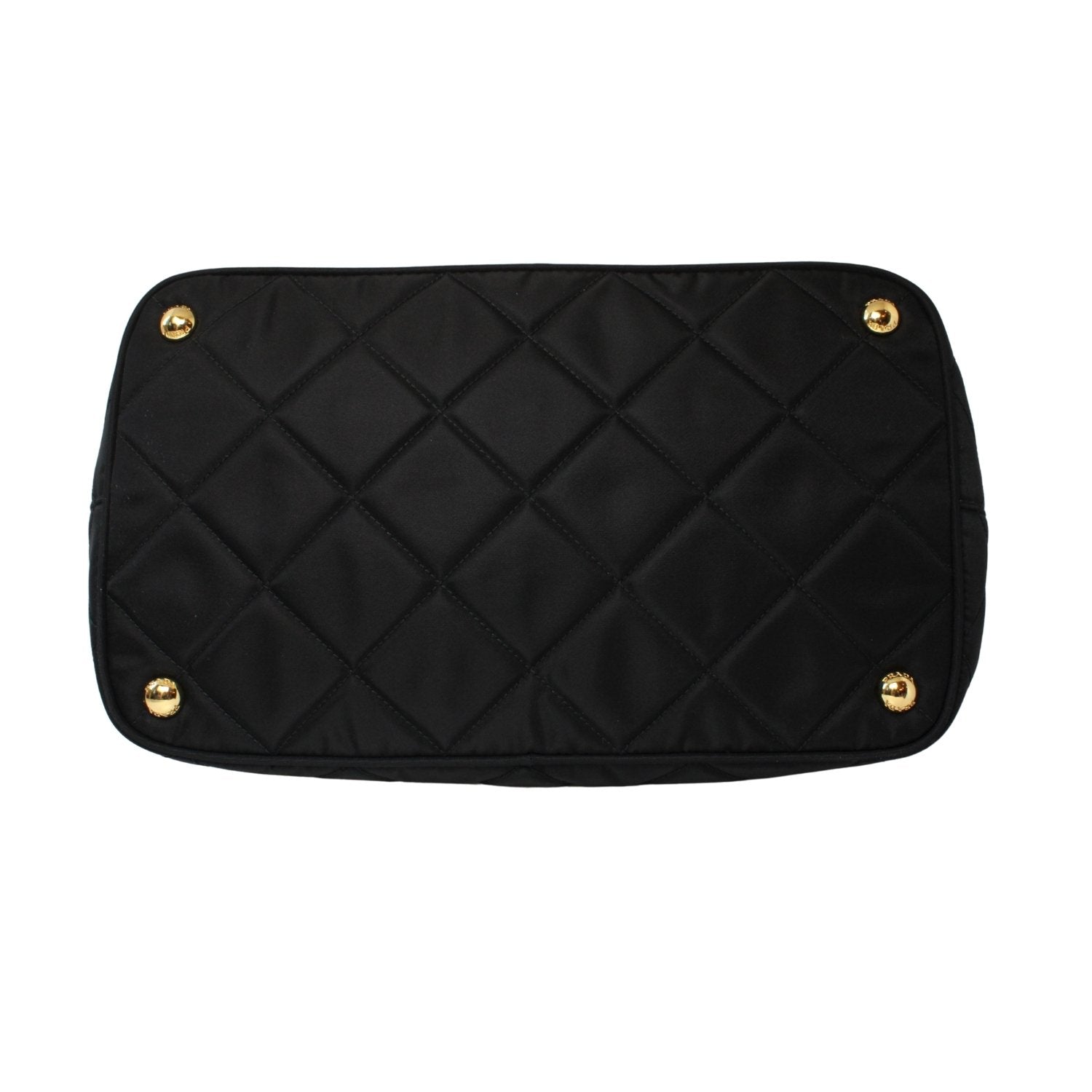 Prada Black Tessuto Nylon Gold Chain Quilted Convertible Tote Bag