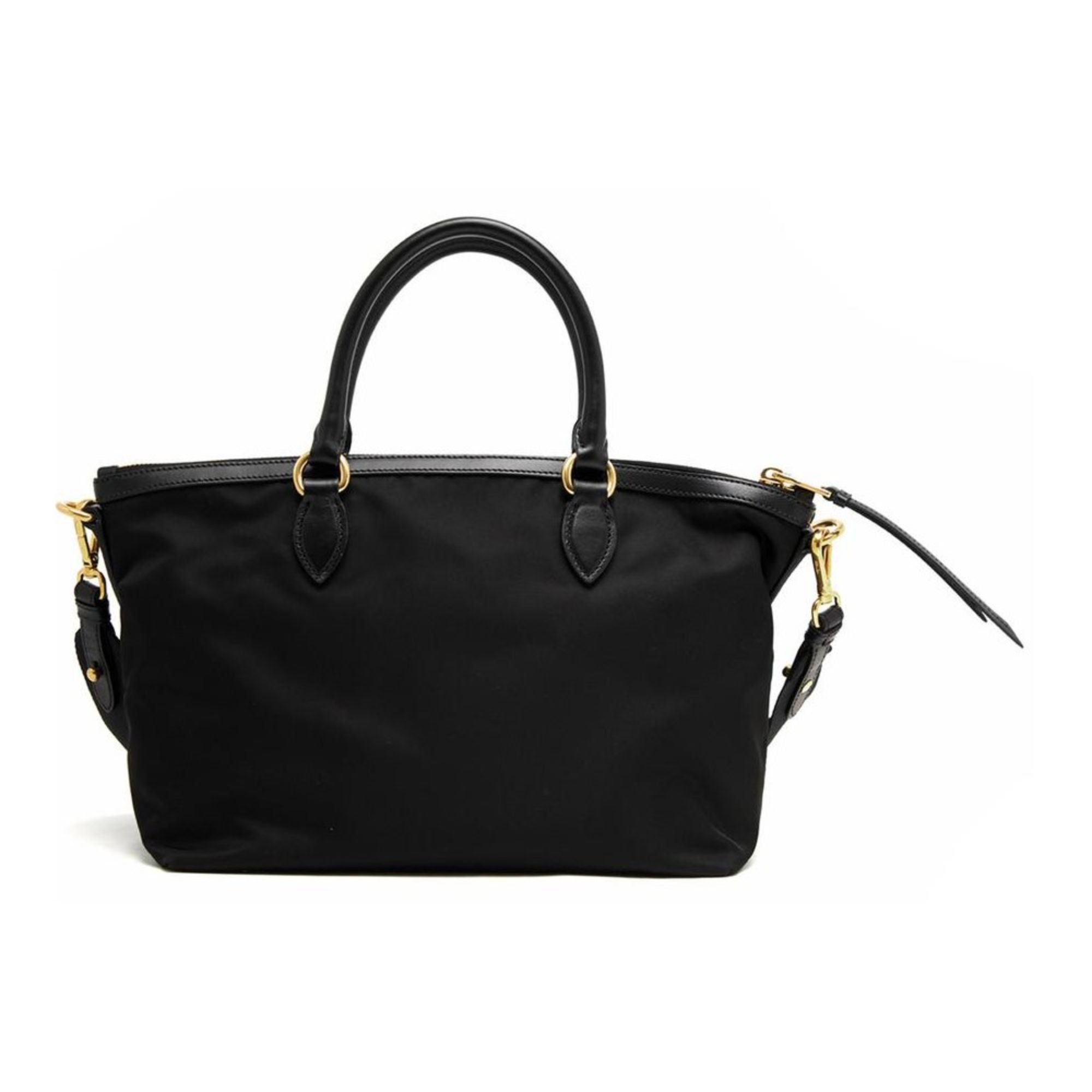 Prada Black Tessuto Nylon Leather Two-Way Satchel Handbag