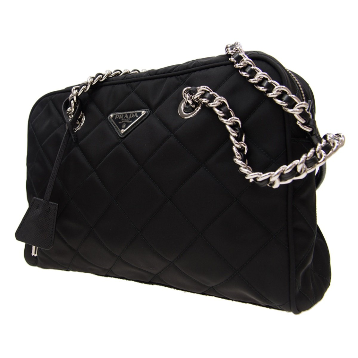 Prada Black Tessuto Nylon Quilted Shoulder Handbag