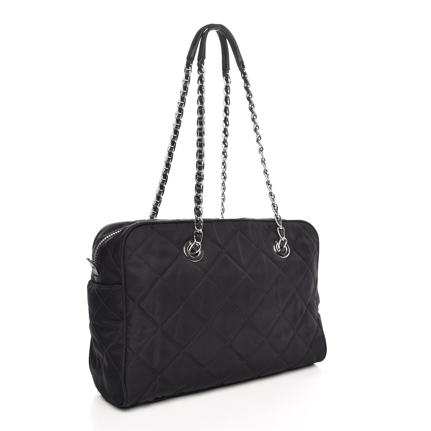 Prada Black Tessuto Nylon Quilted Small Shoulder Handbag