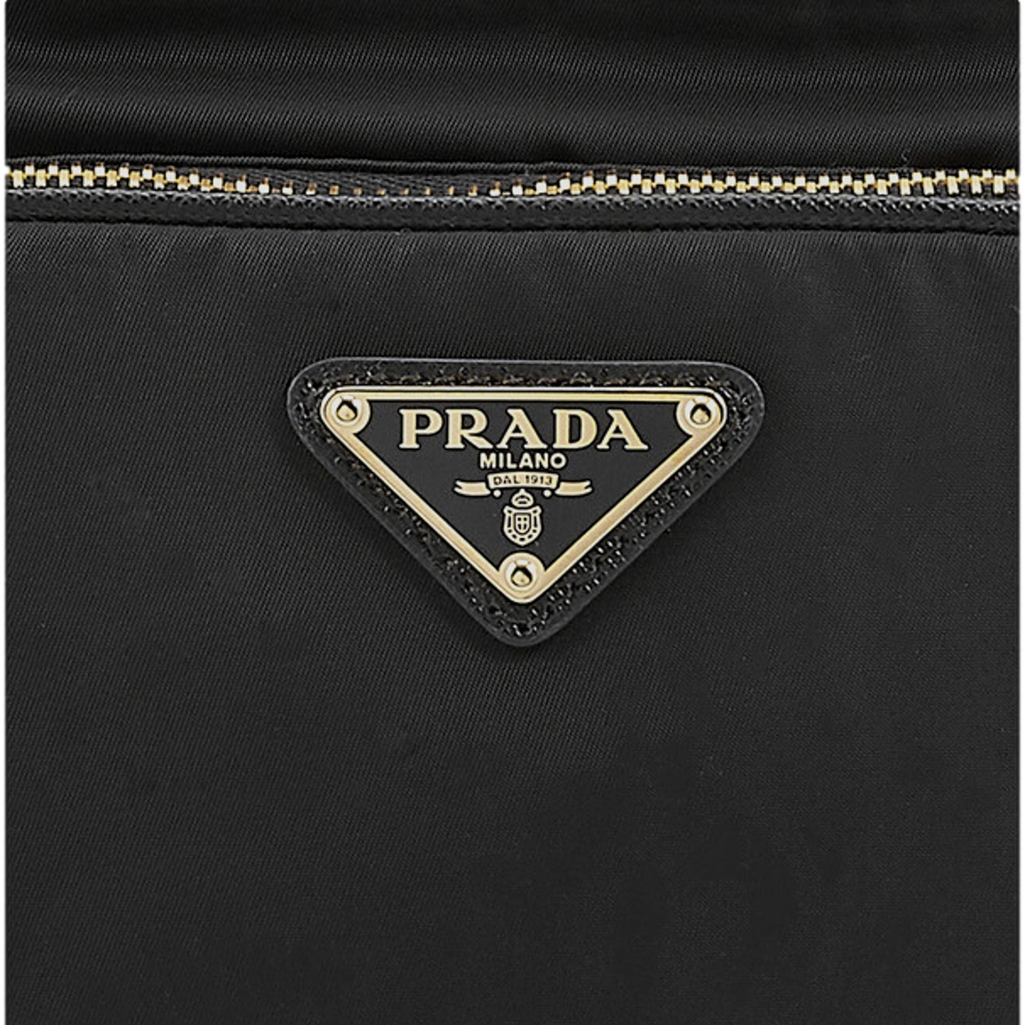 Prada Black Tessuto Nylon Saffiano Leather Shopping Tote Bag