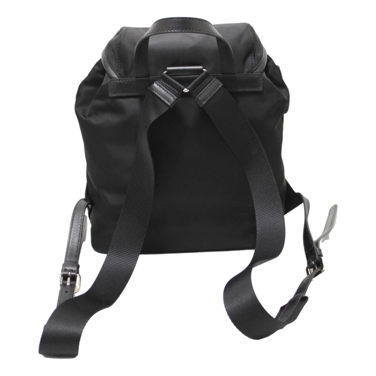 Prada Black Tessuto Nylon Soft Calf Leather Adjustable Backpack