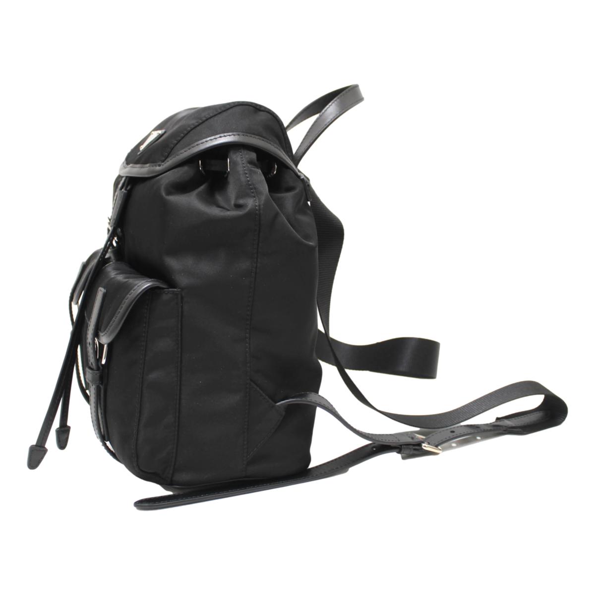 Prada Black Tessuto Nylon Soft Calf Leather Adjustable Backpack