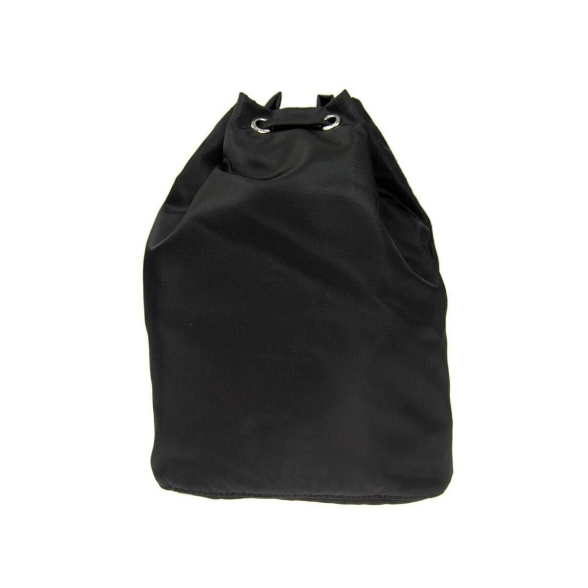 Prada Black Tessuto Nylon Triangle Logo Drawstring Bucket Bag