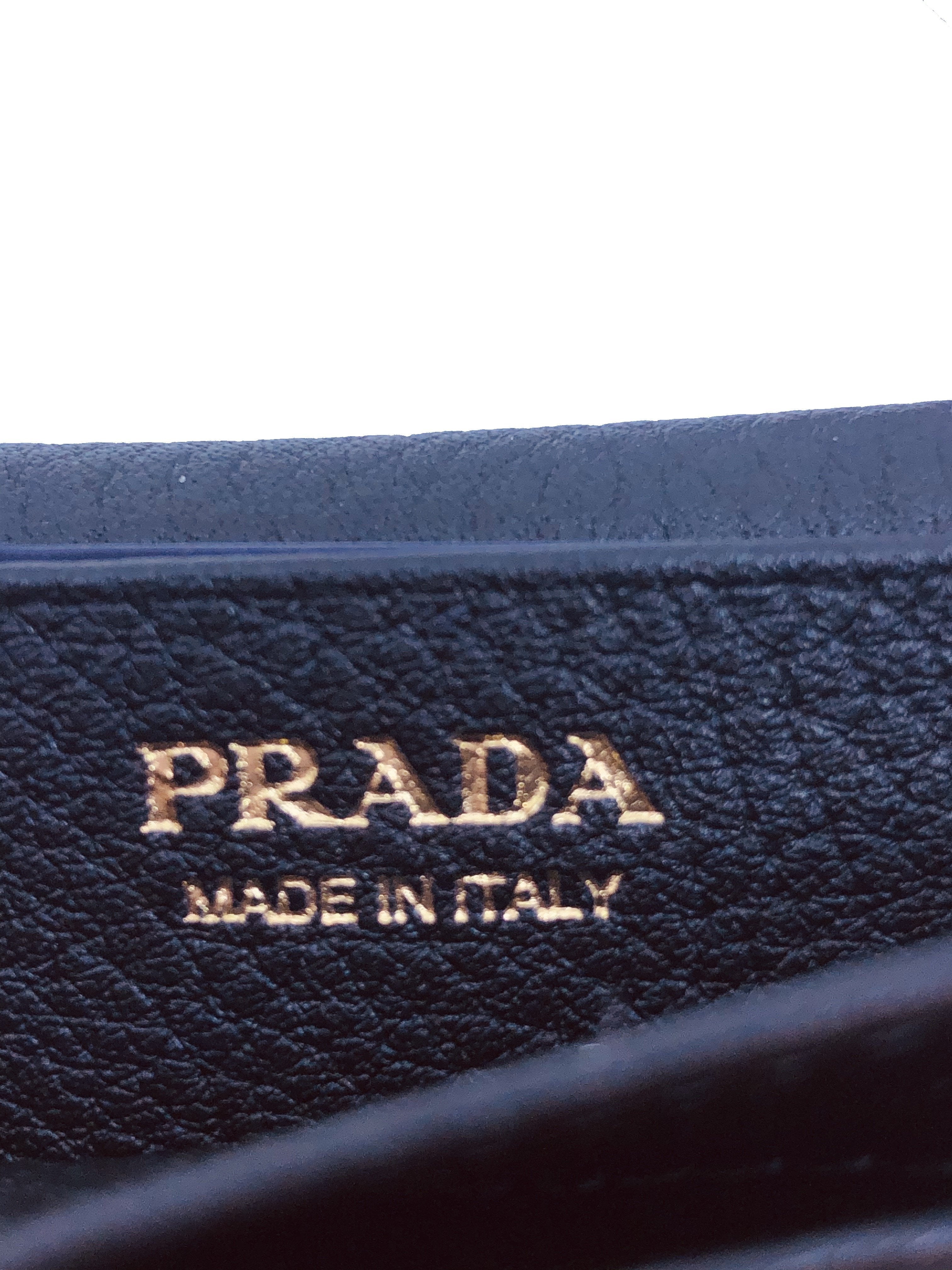 Prada Black Vitello Grain Soft Calf Leather Credit Card Case Wallet