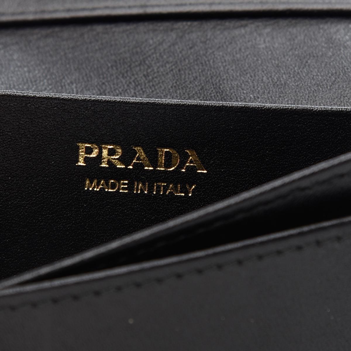 Prada Black Vitello Move Leather Card Case Wallet