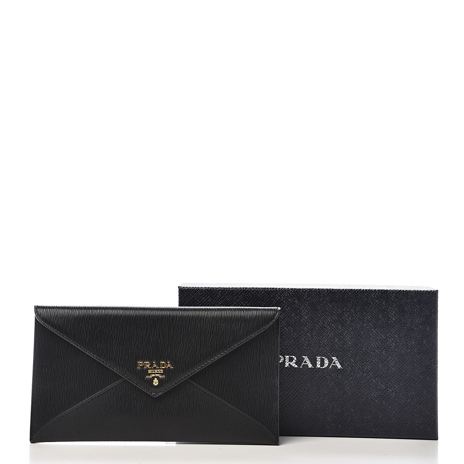 Prada Black Vitello Move Leather Long Envelope Wallet