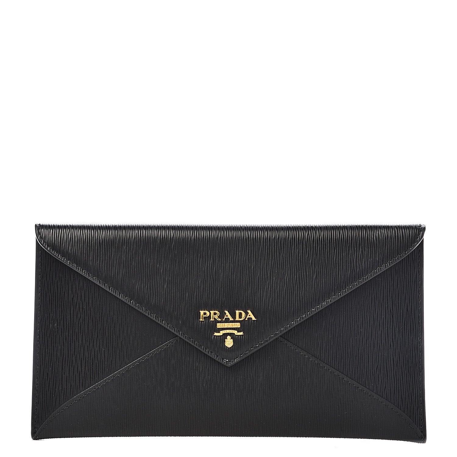 Prada Black Vitello Move Leather Long Envelope Wallet